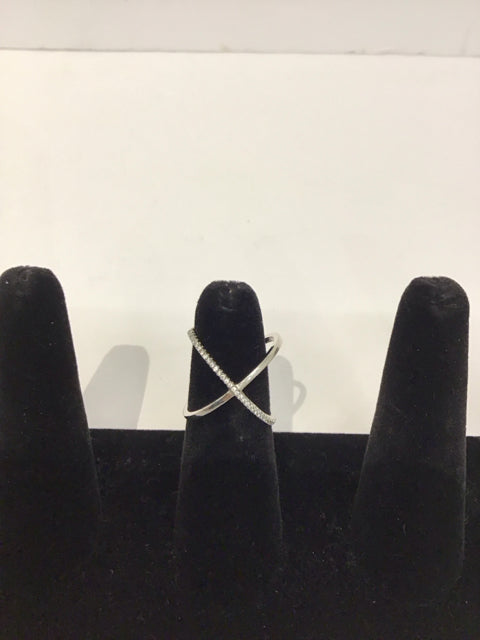 Silver X-Ring w/Rhinestones