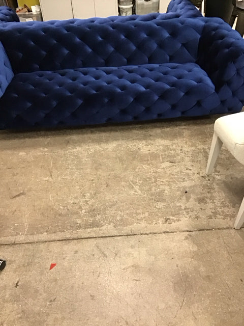 Navy Blue Velvet Tufted Sofa