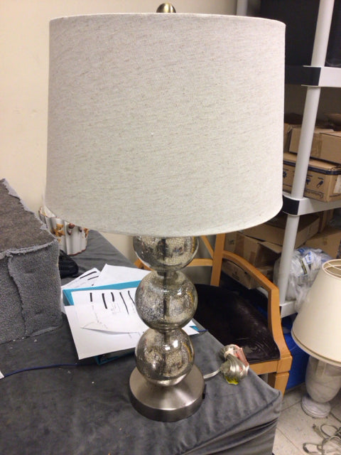 Stacked Mercury Sphere Glass Table Lamp W/Round Shade