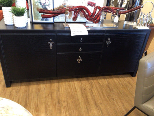 Black Faux Croc Skin Two Drawer/3 Door Buffet