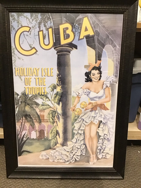 29"x41" Cuban Holiday Isle Of The Tropics Art
