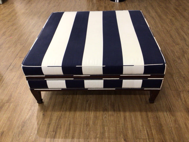 Kravet Furniture Blue & White Stripe Over Sized Ottoman
