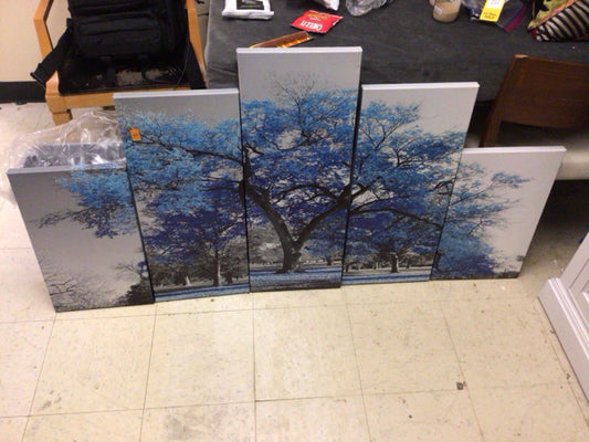 Tree Pentaptych Prints On Canvas