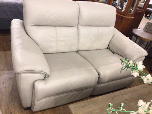 Baers Furniture Neutral Greige Leather Power Reclining 2-Pc Love Seat
