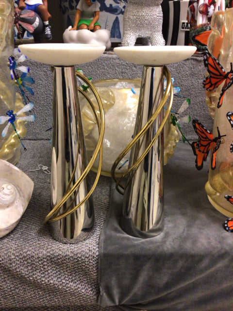 Pair Of 11" Michael Aram Calla Lily Candle Holders