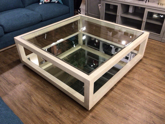 50" Square Clive Daniel Glass Top Mirror Bottom Coffee Table