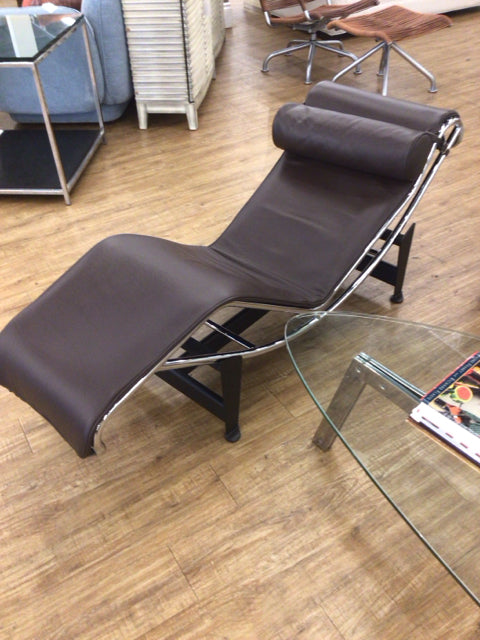 Brown Leather & Chrome Lounge Chair