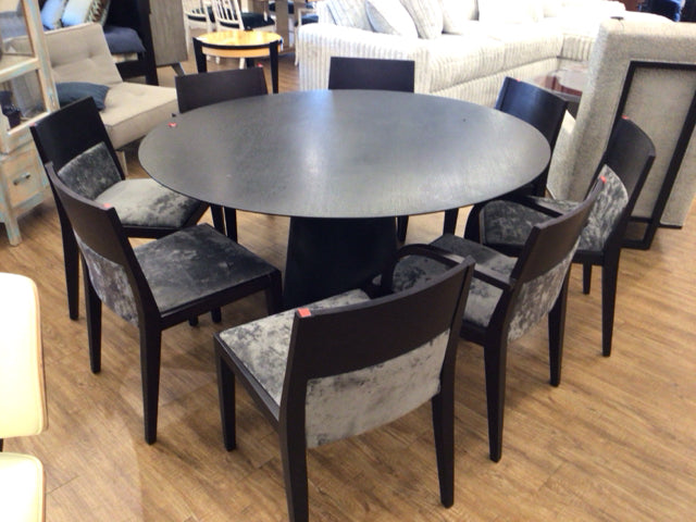 Set Of 8 Scan Design Fabric & Wood Dining Chairs