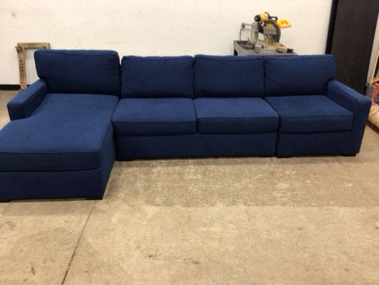 Macys Blue Fabric Three PC Sectional