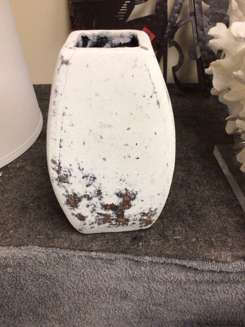9 1/2"Ceramic Distressed White Vase