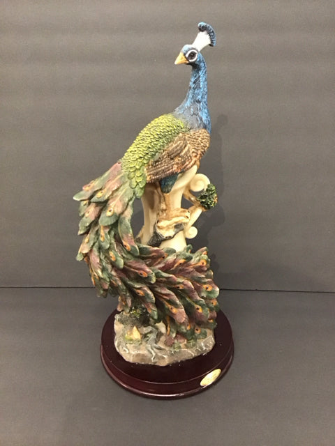 17.5" Crosa Collection Toscano Porcelain Peacock