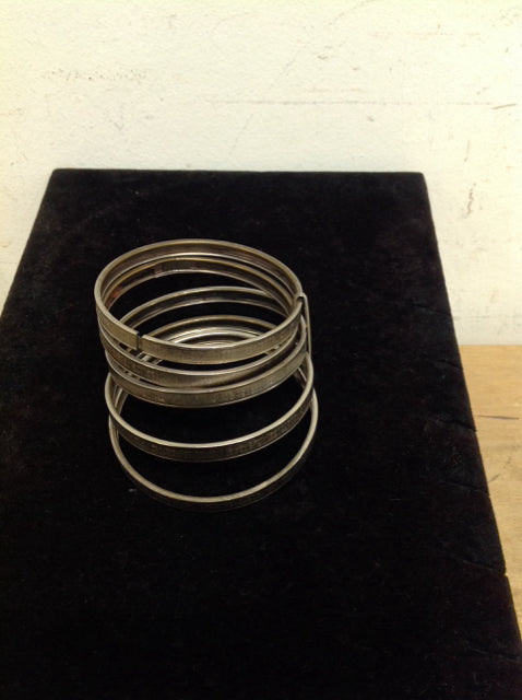 5 Silver Tone Bangle Bracelets