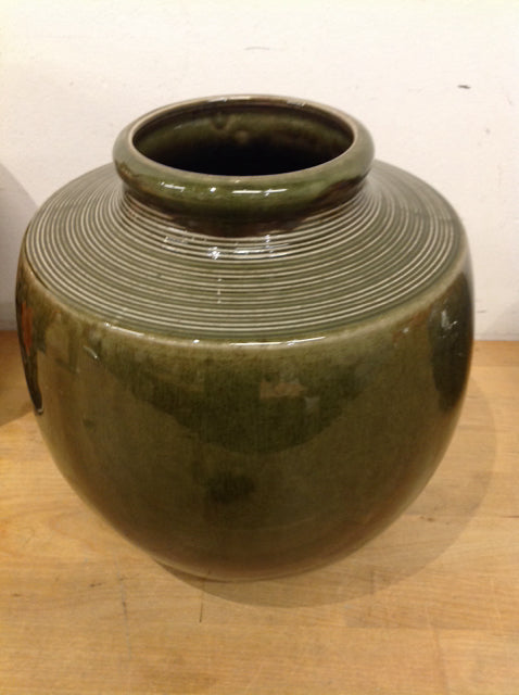 Vase- 10" Green Ceramic