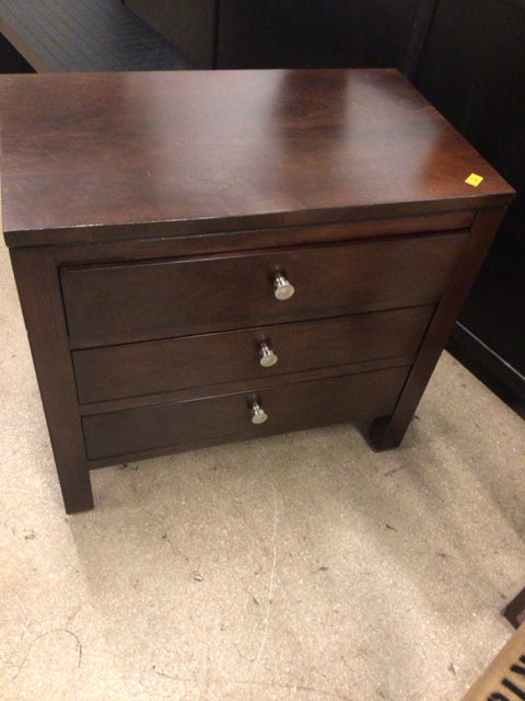 Bassett Dark Wood Three Drawer Nightstand