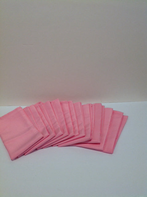 Set/12 Pink Cotton Dinner Napkins