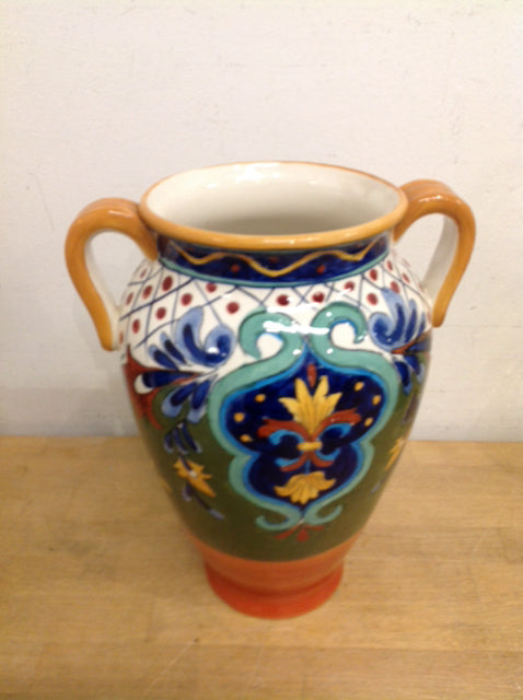 Vase- 12" Painted Ceramic Urn