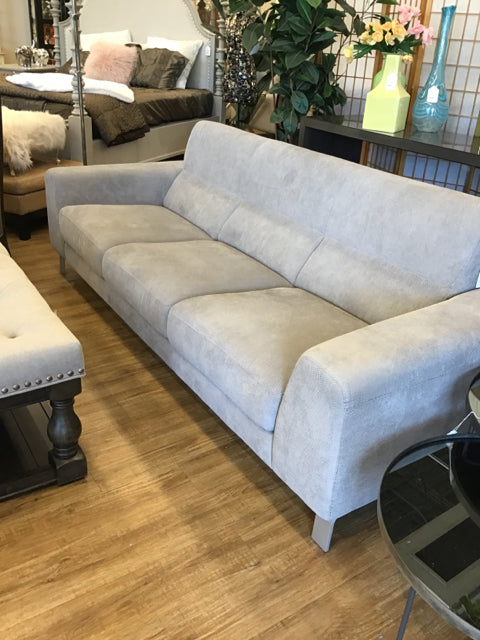 Grey Upholstered Sofa/Metal Legs