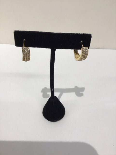 Gold/Pave Hoop Earrings