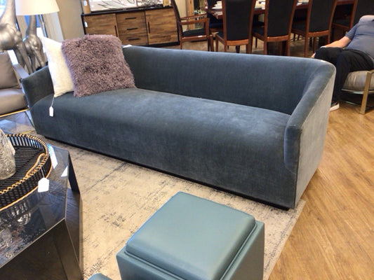 RH 1950's Italian Shelter Slate Blue Arm Sofa