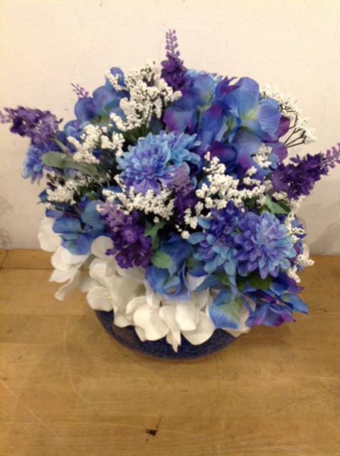 12 " Blue Florals In Ceramic Vase