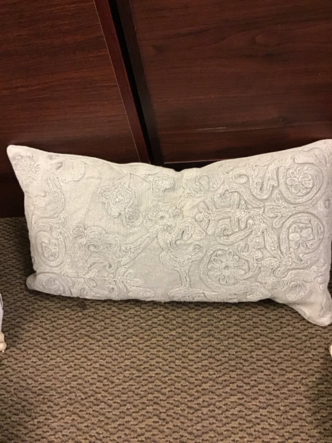 25"x13" Beige Floral Textured Down Filled Pillow