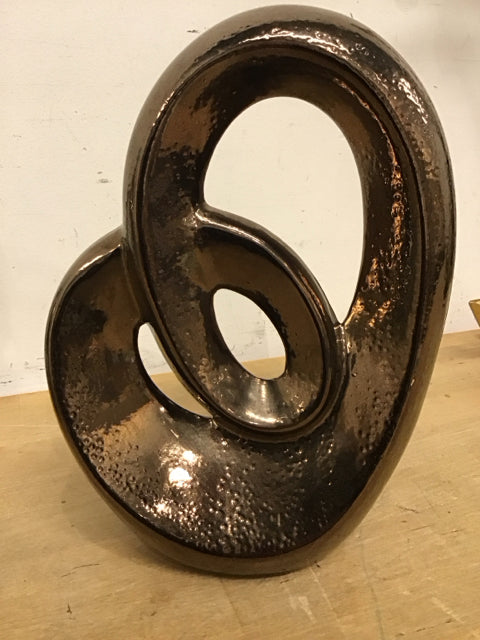 11" Faux Bronze Hammered Look Abstract Sculpture