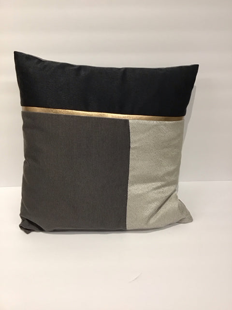Silver,Black Grey w/Gold Accent Pillow