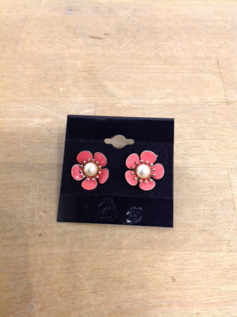 Coral w/Pearl Earrings