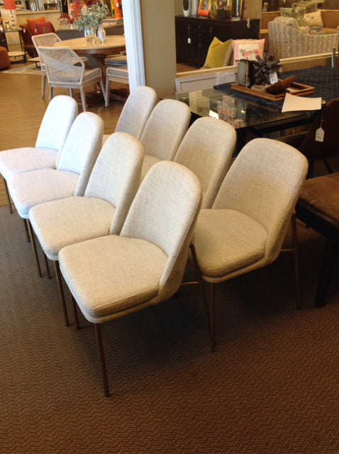 Set of 8 Linen Upholstered Dining Chairs