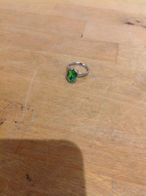 Ring- Silver Green Stone