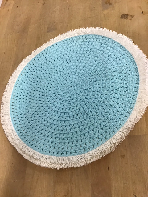 Set Of 12 Aqua Circle Placemats