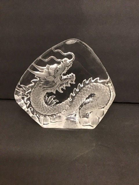 Mats Jonasson Etched Crystal Dragon