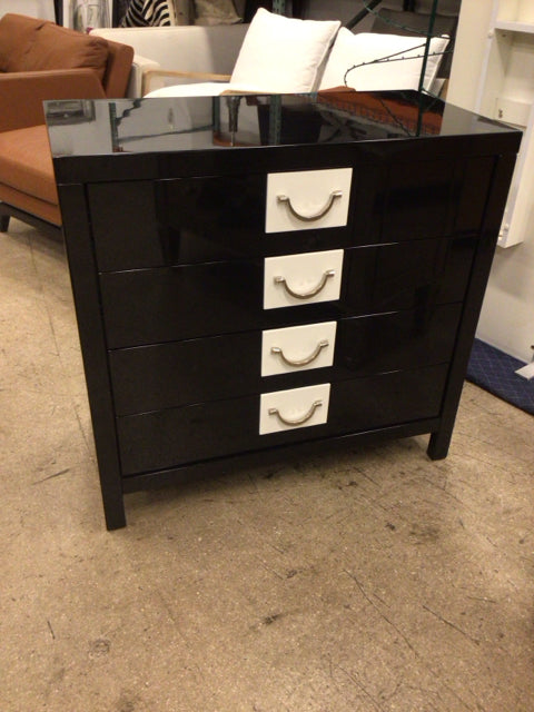 Black & White Lacqured Four Drawer Chest