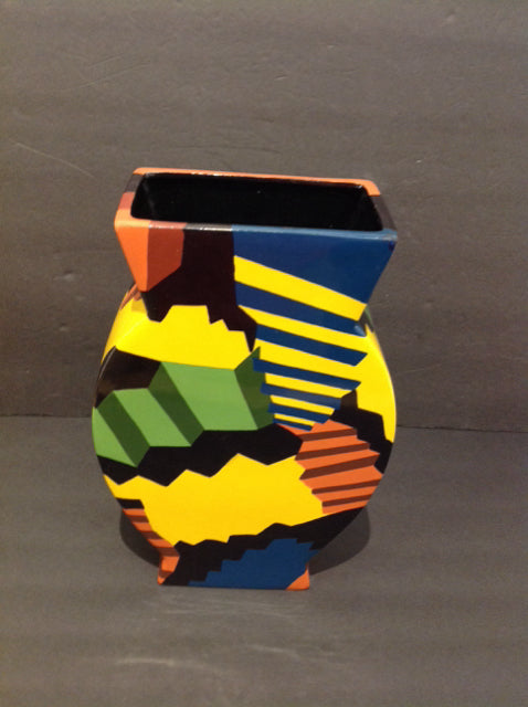 13" Memphis Milano Style Geometric Vase