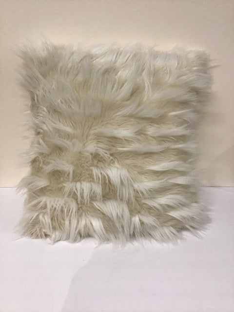 White Long Faux Fur Pillow