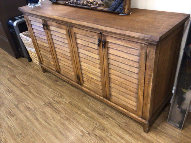 AS-IS 18" X 65" Island City Traders Teak Media Console