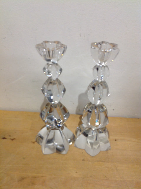 Candle Holders - 10" Pair Of Mikasa Crystal