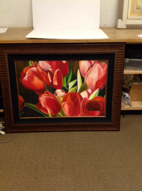 47x35 "Red Tulips" Oil on Canvas