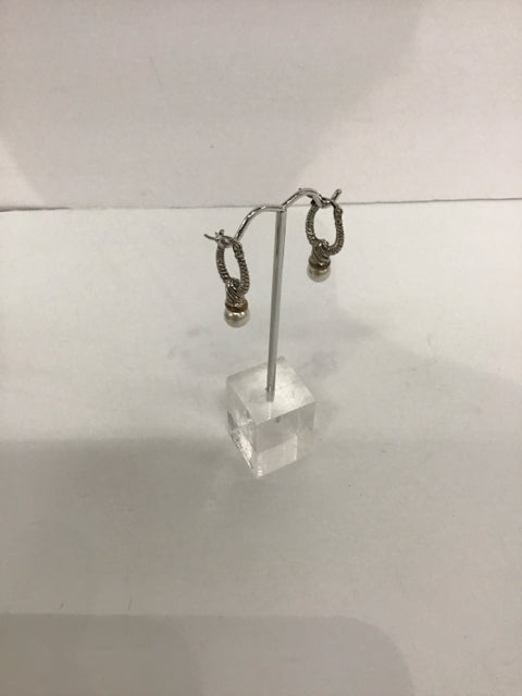 Silver Dangling Earrings w/Faux Pearls