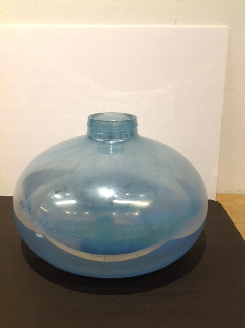 Wide Blue Glass Vase