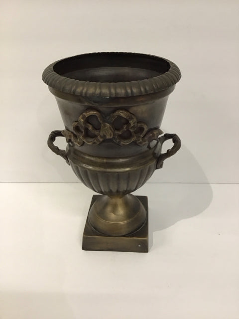 9" Brass Finish Urn w/Handles