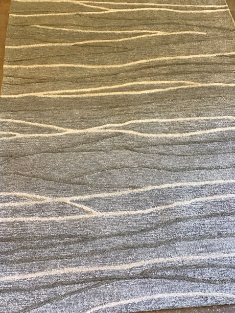 7'6"x5' Gray Blue W/Gray & White Swirl Stripes