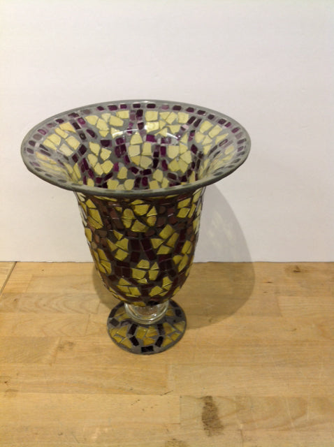 10" Purple/Yellow Mosaic Vase