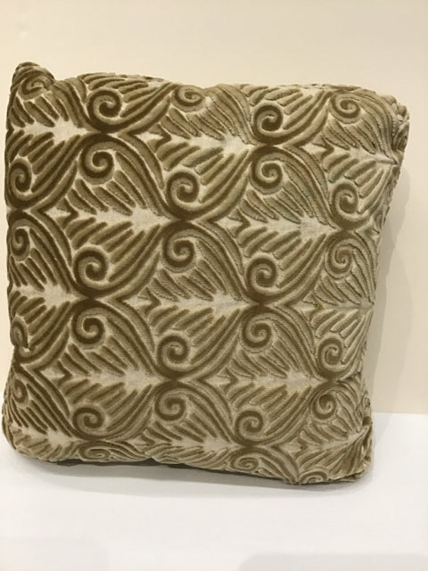 Beige/Taupe Brown Chenille Swirl Pillow