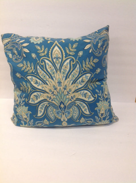 Blue/Yellow Cotton Floral Paisley Pillow