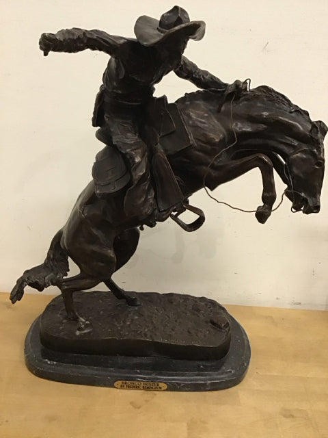 23"x19" "The Bronco Buster" Frederic Remington Bronze Sculpture
