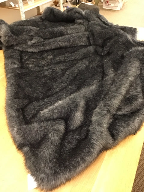 Grey Faux Fur Throw