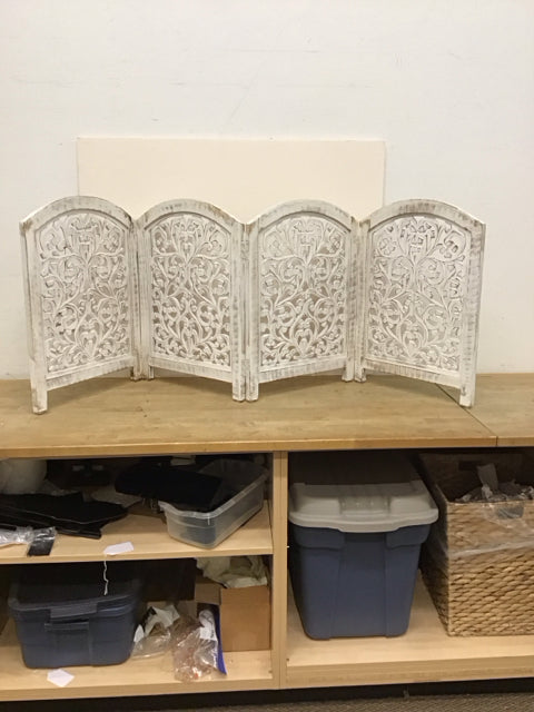 24"H 4-Panel White Weathered Wood Divider