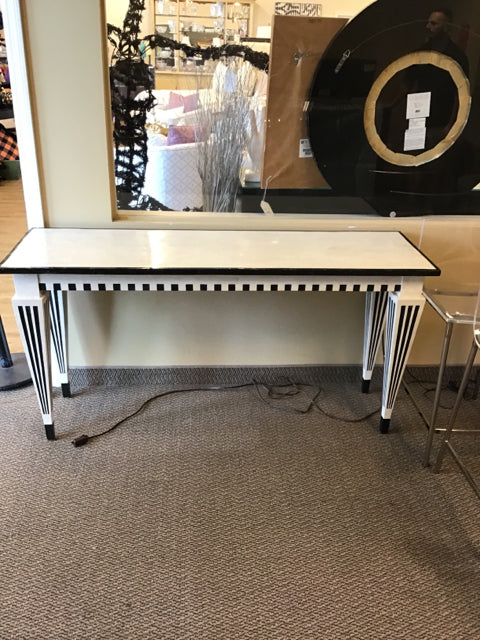 Black/White Tessilated Stone Inlay Console