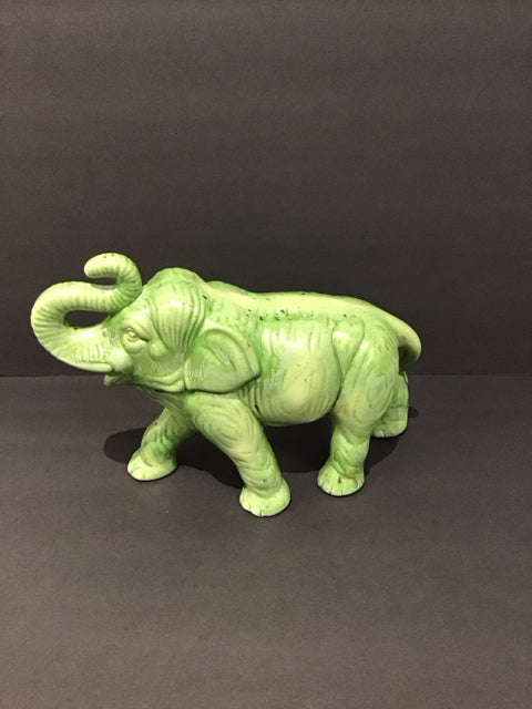 11" Green Ceramic Elephant